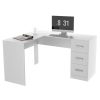 El escritorio Carmen en color blanco es ideal para aprovechar el espacio gracias a su diseño y los tres cajones laterales