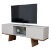 La mesa de tv 65" Estambul ofrece amplios compartimientos ideales para elementos electrónicos que complementan el televisor