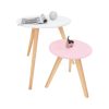 Mesas auxiliares en madera color blanco/rosado