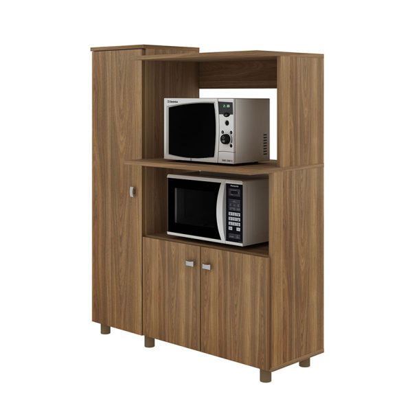 Mueble en MDP con dos compartimientos para electrodomésticos y tres puertas con estantes