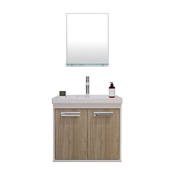 Mueble de baño con gabinete, espejo y lavamanos