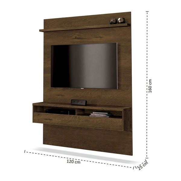 Panel de TV con elegante diseño, con repisa, dos compartimientos y dos puertas