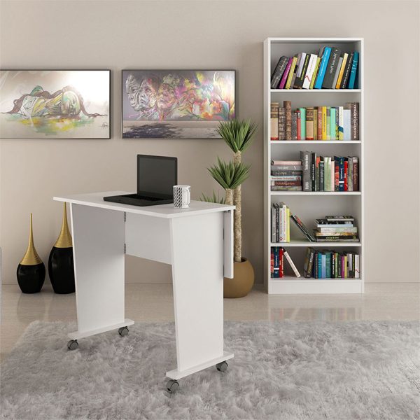 Biblioteca con escritorio plegable ideal para ubicar en diferentes espacios
