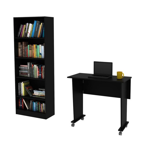 Biblioteca y escritorio plegable que facilita el orden y la comodidad en el hogar