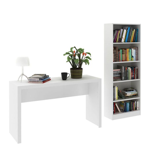 Escritorio y biblioteca de color blanco ideal para cualquier espacio del hogar
