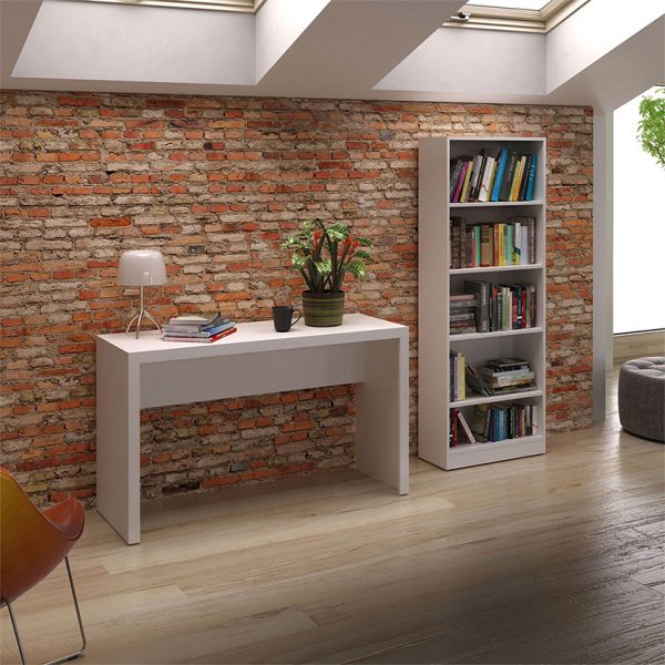 Escritorio y biblioteca de color blanco ideal para cualquier espacio del hogar