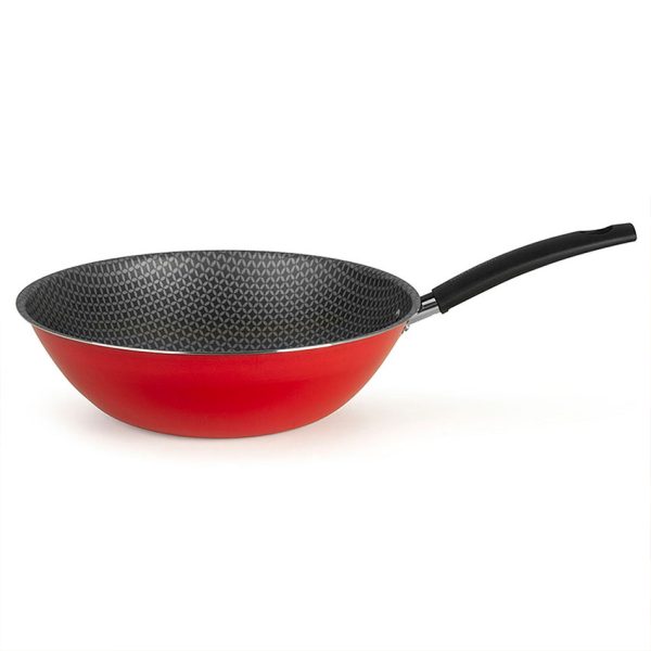 El sartén wok basic está compuesto con aluminio de 99,7 de pureza, revestimiento interno con 7 capas antiadherentes