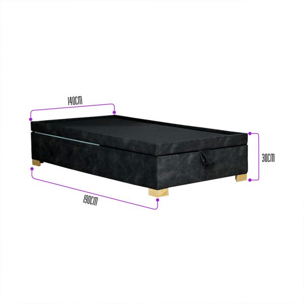La base cama con baúl Tarento patas en madera de 5cm