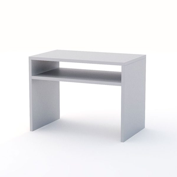 Mesa blanca con dos compartimientos funcionales para facilitar el orden en donde se ubique