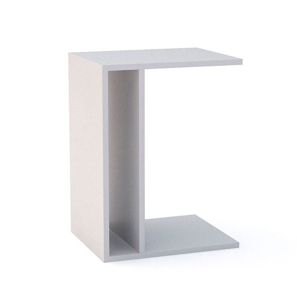 Mesa de noche sencilla blanca que puede ser utilizada en diferentes ambientes por su diseño versátil